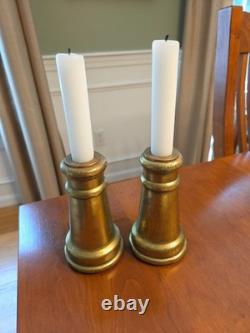 Pair of Antique/Vintage 5 Inch Tapered Solid Brass Fire Hose Nozzle