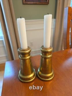 Pair of Antique/Vintage 5 Inch Tapered Solid Brass Fire Hose Nozzle