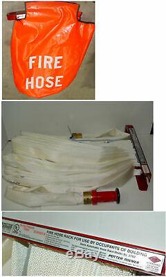 Potter Roemer 100' Fire Hose with Mount Rack & Nozzle Model 2792 w Bag Farm Home