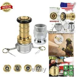 Professional 2 Brass Fire Nozzle NPSH Constant Flow Fog & 2x Aluminum Camlocks