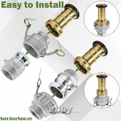 Professional 2 Brass Fire Nozzle NPSH Constant Flow Fog & 2x Aluminum Camlocks