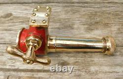 RARE ANTIQUE 1900's FIRE HOSE NOZZLE 1-1/2NPT RED BRASS