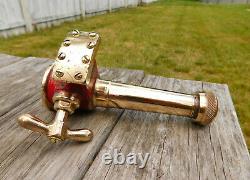 RARE ANTIQUE 1900's FIRE HOSE NOZZLE 1-1/2NPT RED BRASS