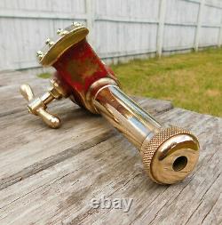 RARE ANTIQUE 1900's FIRE HOSE NOZZLE 1-1/2NPT RED BRASS