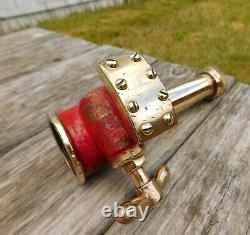 RARE ANTIQUE 1900's FIRE HOSE NOZZLE 1-1/2NPT RED BRASS