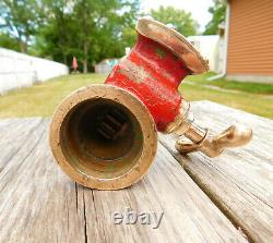 RARE ANTIQUE 1900's FIRE HOSE NOZZLE 1-1/2NPT RED BRASS