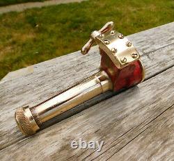 RARE ANTIQUE 1900's FIRE HOSE NOZZLE 1-1/2NPT RED BRASS