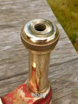 RARE ANTIQUE 1900's FIRE HOSE NOZZLE 1-1/2NPT RED BRASS