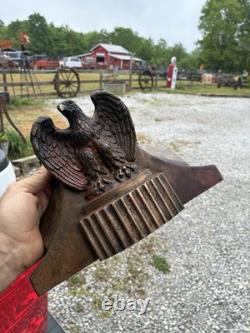 RARE ANTIQUE 1930s BRASS EAGLE ELKHART FIRE FIGHTER TRUCK HOSE CONTROL HOLDER