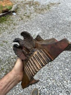 RARE ANTIQUE 1930s BRASS EAGLE ELKHART FIRE FIGHTER TRUCK HOSE CONTROL HOLDER