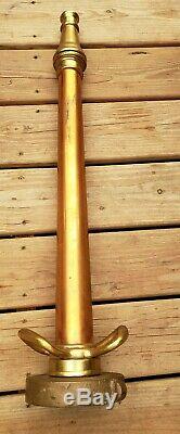 RARE Beautiful ANTIQUE BRASS FIRE HOSE NOZZLE G. S. WOOD CHICAGO & Fitting