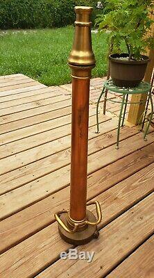 RARE Beautiful ANTIQUE BRASS FIRE HOSE NOZZLE G. S. WOOD CHICAGO & Fitting