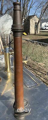 RARE Boston Woven Hose & Rubber Nozzle BRASS COPPER FIRE HOSE 30