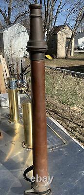 RARE Boston Woven Hose & Rubber Nozzle BRASS COPPER FIRE HOSE 30