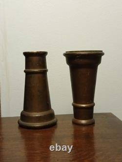 RARE PAIR Antique Solid Brass 5 Firehose Nozzles