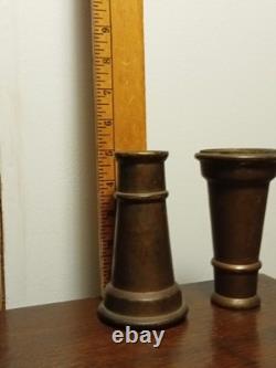 RARE PAIR Antique Solid Brass 5 Firehose Nozzles