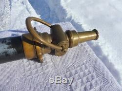 RARE Vintage Fire hose nozzle 31 1/ 2 Gutta Percha & Rubber iron cross TORONTO