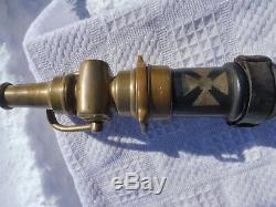 RARE Vintage Fire hose nozzle 31 1/ 2 Gutta Percha & Rubber iron cross TORONTO