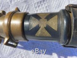 RARE Vintage Fire hose nozzle 31 1/ 2 Gutta Percha & Rubber iron cross TORONTO