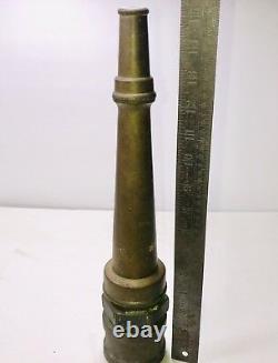 Rare 1800's Brass Fire Hose Nozzle 11.5 Lehner Johnson Hoyer Mfg Co Chicago