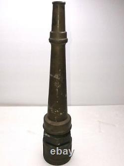 Rare 1800's Brass Fire Hose Nozzle 11.5 Lehner Johnson Hoyer Mfg Co Chicago