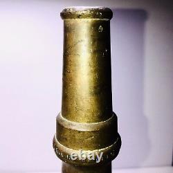 Rare 1800's Brass Fire Hose Nozzle 11.5 Lehner Johnson Hoyer Mfg Co Chicago
