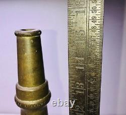 Rare 1800's Brass Fire Hose Nozzle 11.5 Lehner Johnson Hoyer Mfg Co Chicago