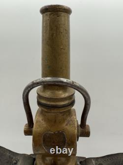 Rare Antique Fire Hose Nozzle Elkhart Brass MFG Company Embossed Elk Heart c1917