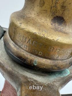 Rare Antique Fire Hose Nozzle Elkhart Brass MFG Company Embossed Elk Heart c1917