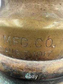 Rare Antique Fire Hose Nozzle Elkhart Brass MFG Company Embossed Elk Heart c1917