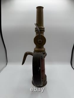 Rare Antique Fire Hose Nozzle Elkhart Brass MFG Company Embossed Elk Heart c1917