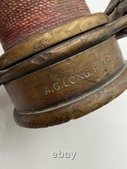 Rare Antique Fire Hose Nozzle Elkhart Brass MFG Company Embossed Elk Heart c1917