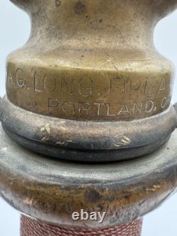 Rare Antique Fire Hose Nozzle Elkhart Brass MFG Company Embossed Elk Heart c1917