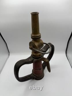 Rare Antique Fire Hose Nozzle Elkhart Brass MFG Company Embossed Elk Heart c1917