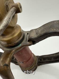 Rare Antique Fire Hose Nozzle Elkhart Brass MFG Company Embossed Elk Heart c1917