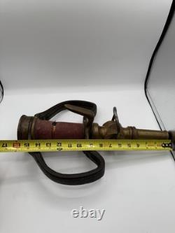 Rare Antique Fire Hose Nozzle Elkhart Brass MFG Company Embossed Elk Heart c1917
