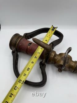 Rare Antique Fire Hose Nozzle Elkhart Brass MFG Company Embossed Elk Heart c1917
