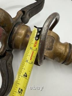 Rare Antique Fire Hose Nozzle Elkhart Brass MFG Company Embossed Elk Heart c1917