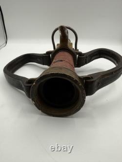 Rare Antique Fire Hose Nozzle Elkhart Brass MFG Company Embossed Elk Heart c1917