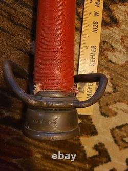 Rare Brass Cord Wrapped Fire Hose Nozzle Swivel Double Handle 30'' A. F. D. S. Co