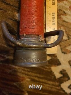 Rare Brass Cord Wrapped Fire Hose Nozzle Swivel Double Handle 30'' A. F. D. S. Co
