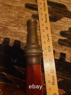 Rare Brass Cord Wrapped Fire Hose Nozzle Swivel Double Handle 30'' A. F. D. S. Co