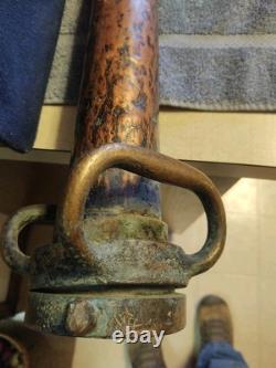 Rare Find Railroad Firemen's 31 Long Brass Water Hose Nozzle Fire