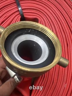 Red Rubber Fire Hose With Couplers & Spray Nozzle