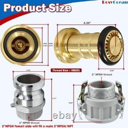 RosyOcean Heavey Duty 2 NPSH Brass Fire Hose Nozzle with 2 x 2 Inch Aluminum