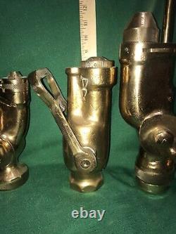 Set of 3 Vintage Navy Type Fire Department Fire Fighting Nozzles