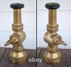 Solid Brass Fire hose Nozzle Made by POWHATAN Opens & Closes Great Showpiece