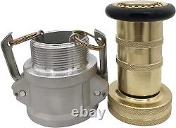 Springspray 2 NPSH Aluminum Camlock Fitting Coupling with Brass Fire Hose Nozzl