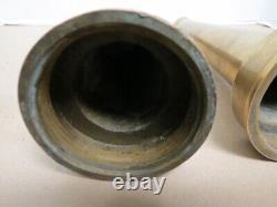 TWO Vintage large Brass Fire Hose Two Part Nozzle 15-1/4, 12 1/8 TALL