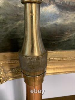 Three Antique BRASS COPPER FIRE HOSE NOZZLES 19.75, 20.5 and 22.25 inches Tall